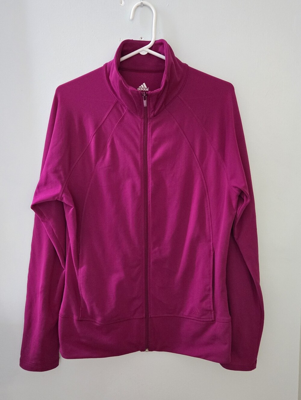 adidas Women's LG Full-Zip Bomber Jacket Sweater Mock Neck Fuschia